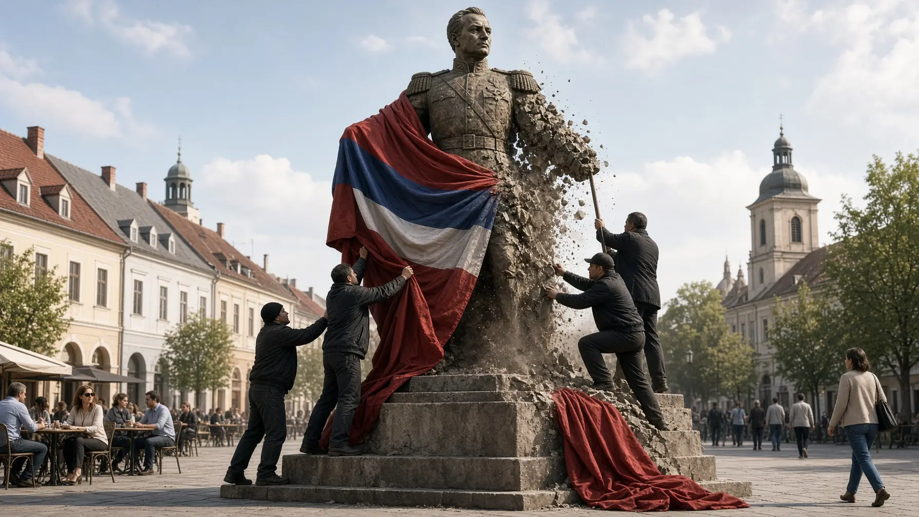 Román mindennapok: oroszbarát, hazaárulással vádolt csoport állít szobrot egy oroszbarát, holokauszttagadó tábornoknak thumbnail